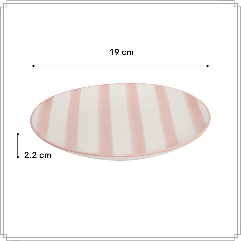OTIX Ontbijtborden 6 Stuks Roze Wit Gebaksbordjes Dessertborden 19 cm MARINA - Afbeelding 6