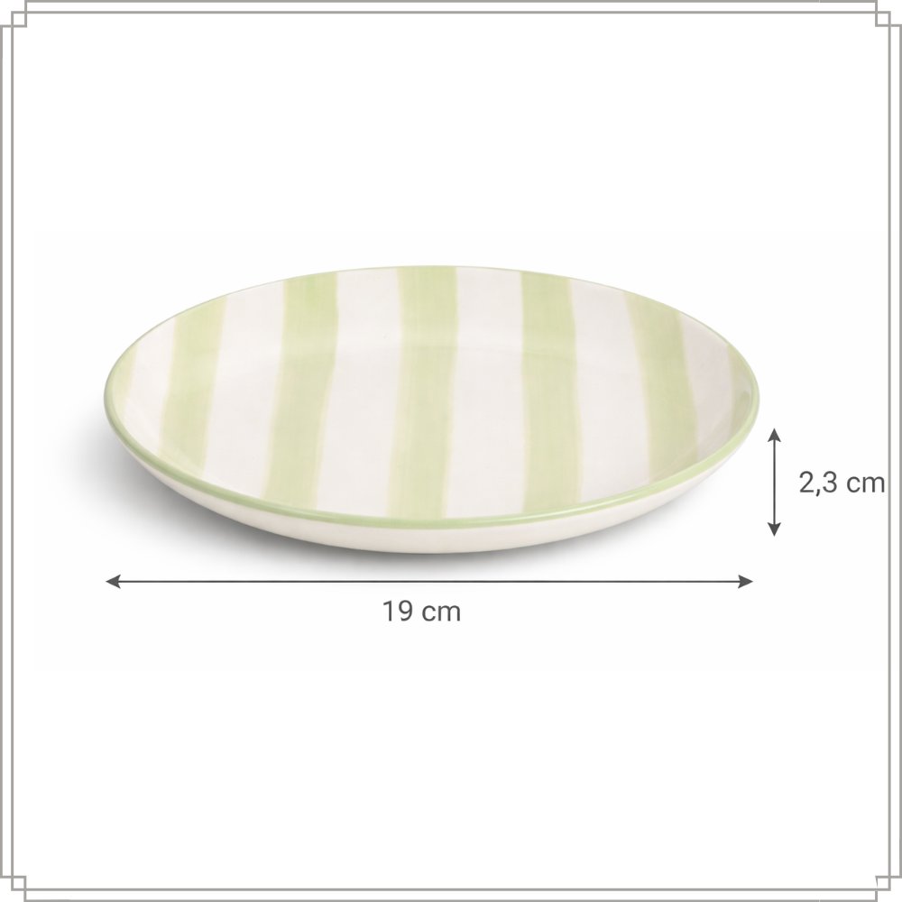 OTIX Ontbijtborden 6 Stuks Groen Wit Dessertborden Gebaksborden 19 cm MARINA - Afbeelding 6