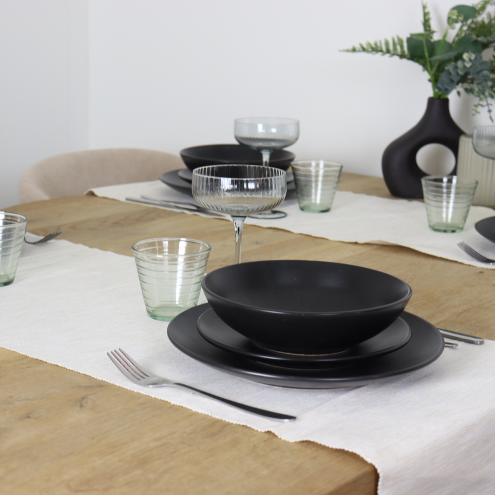 OTIX Diepe Borden Pastaborden Spaghettiborden Soepborden Set van 12 Mat zwart Diameter 20.5cm Aardewerk IVY Servies - Afbeelding 3