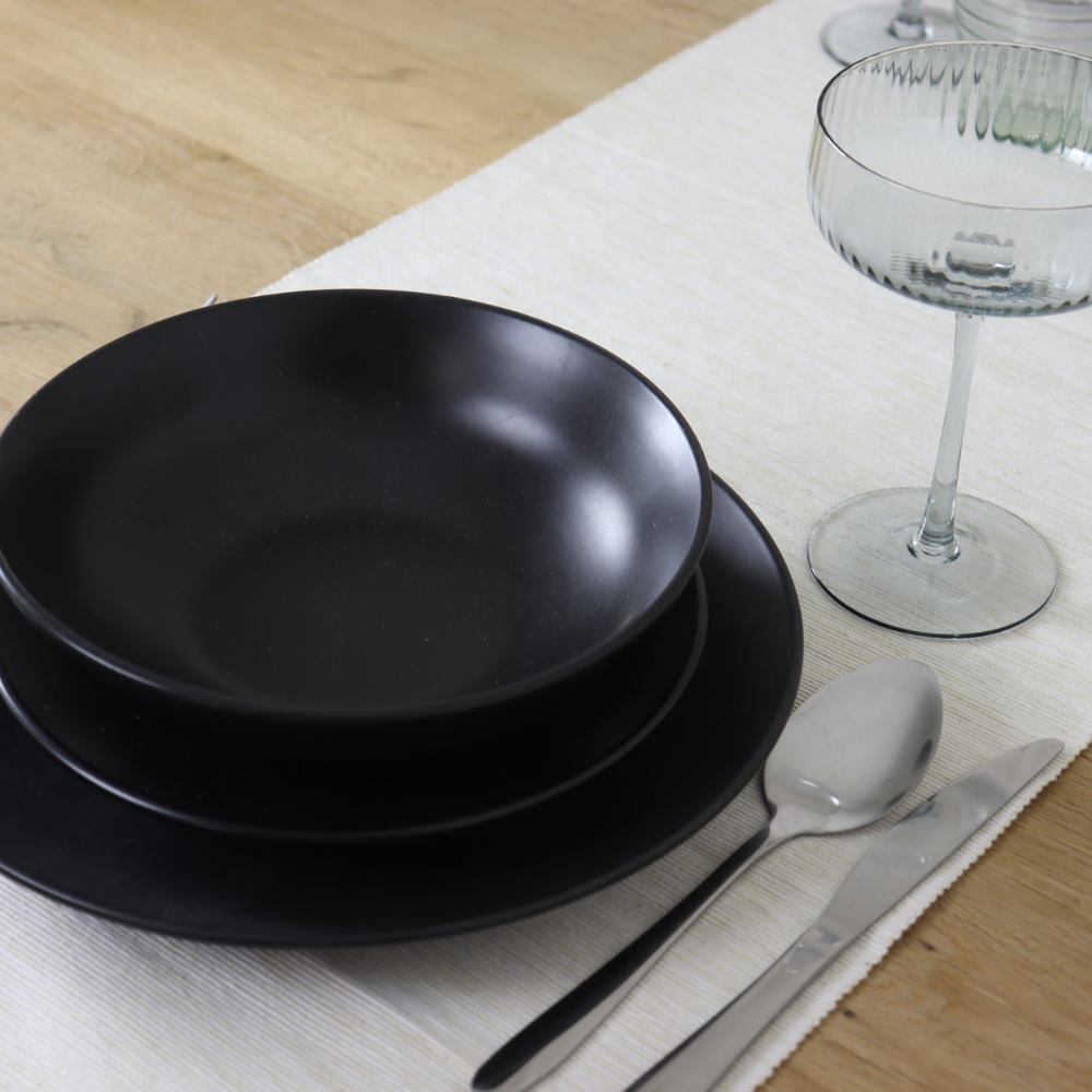 OTIX Bordenset Dinerbord Borden Plat Set van 6 Mat zwart Diameter 27cm AardewerkS ervies IVY - Afbeelding 5