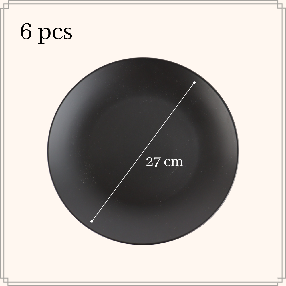 OTIX Bordenset Dinerbord Borden Plat Set van 6 Mat zwart Diameter 27cm AardewerkS ervies IVY - Afbeelding 7