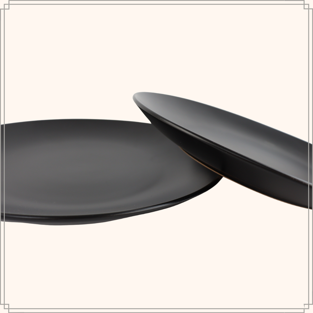 OTIX Bordenset Dinerbord Borden Plat Set van 6 Mat zwart Diameter 27cm AardewerkS ervies IVY - Afbeelding 8
