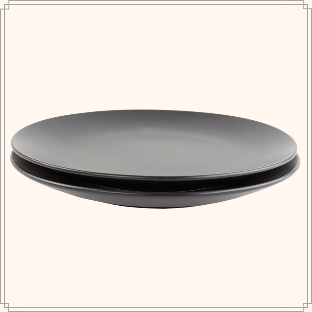 OTIX Bordenset Dinerbord Borden Plat Set van 6 Mat zwart Diameter 27cm AardewerkS ervies IVY - Afbeelding 9
