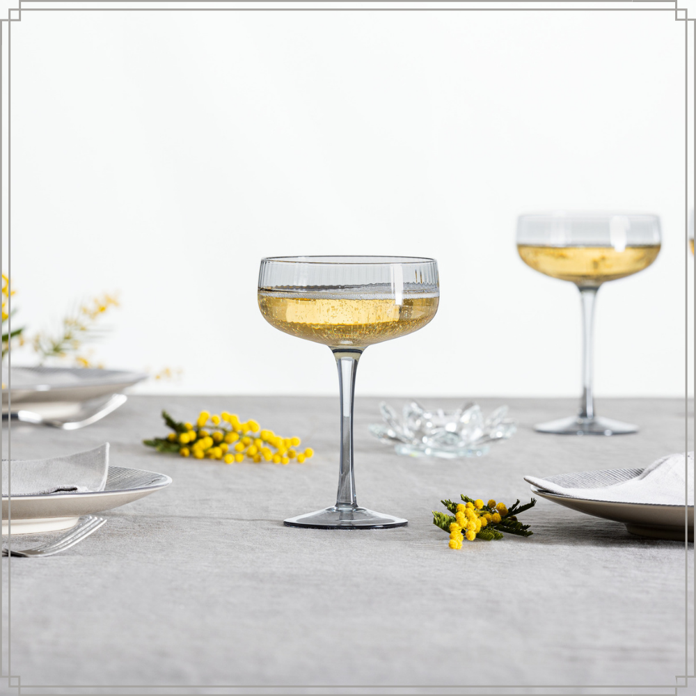 OTIX Champagneglazen Champagnecoupe Glazen 12 Stuks Reliëf Ribbel Smoke Glas Grijs Pornstar Martini Glazen Cocktailglazen TINI - Afbeelding 3