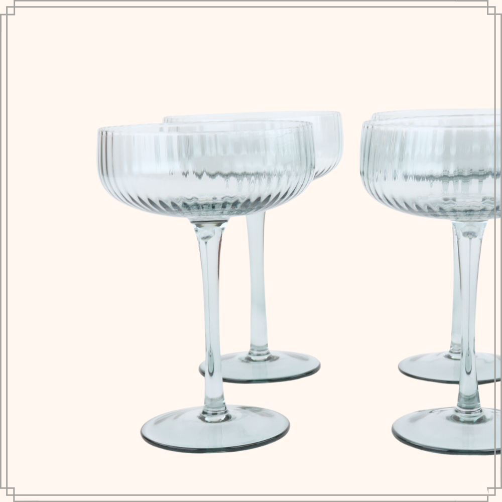 OTIX Champagneglazen Champagnecoupe Glazen 12 Stuks Reliëf Ribbel Smoke Glas Grijs Pornstar Martini Glazen Cocktailglazen TINI - Afbeelding 7