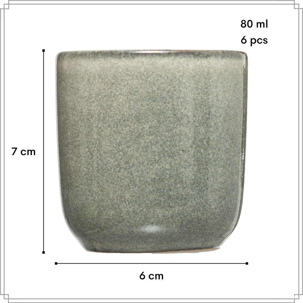 OTIX Espresso Kopjes Set van 6 80ml Mokken Aardewerk BEECH - Afbeelding 6