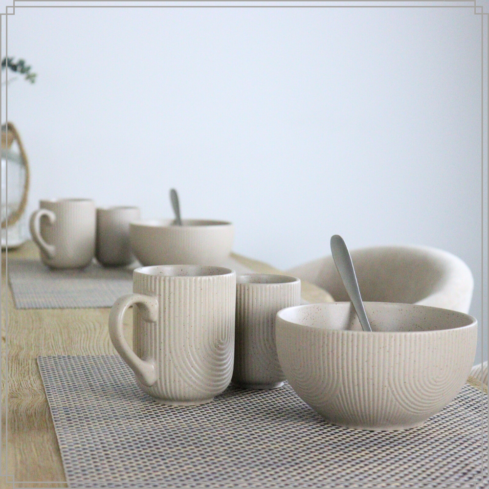 OTIX Koffiekopjes Set van 12 Cappuccino Kopjes 190ml 300ml met Set van 6 Soepkommen 600ml TEAK - Afbeelding 3