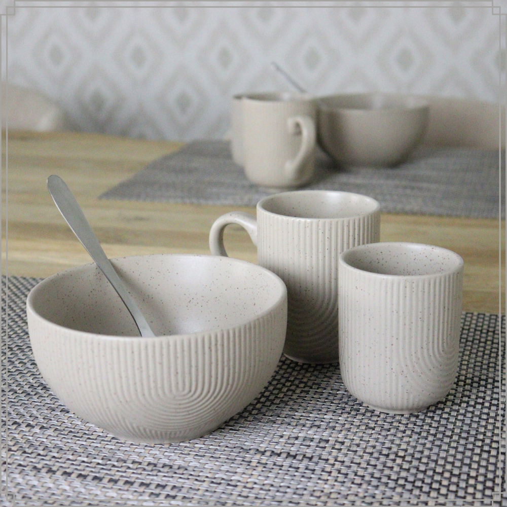 OTIX Koffiekopjes Set van 12 Cappuccino Kopjes 190ml 300ml met Set van 6 Soepkommen 600ml TEAK - Afbeelding 4