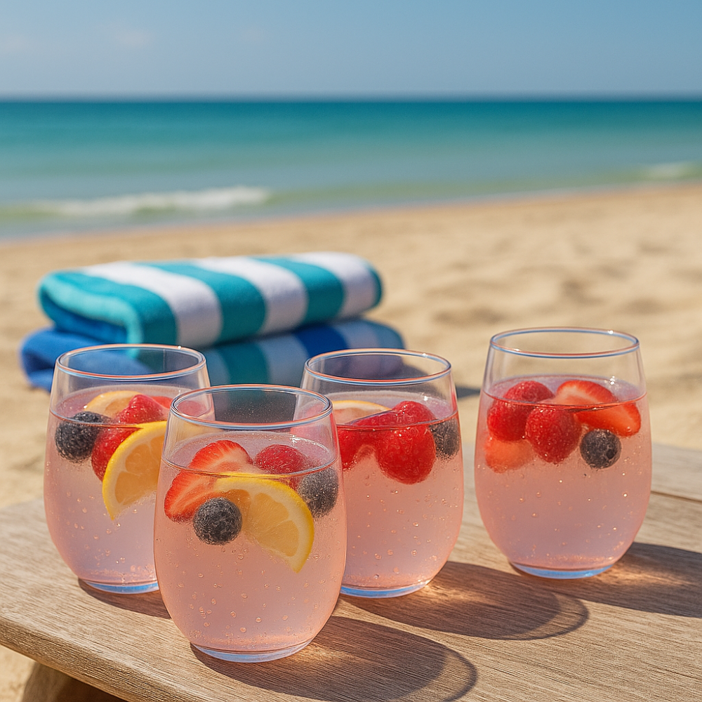 OTIX Kunststof Drinkglazen 12 Stuks Waterglazen Limonadeglazen Strand Camping Servies 400ML Glazen OCEANI - Afbeelding 4