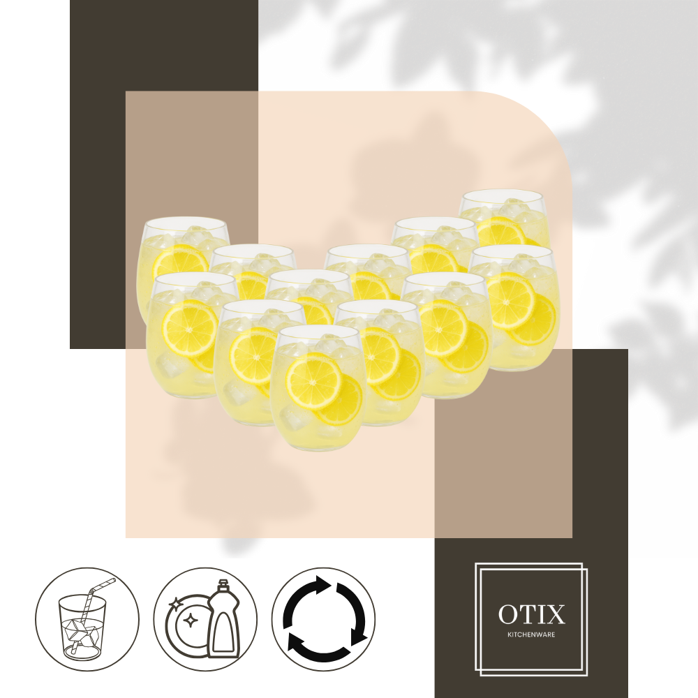 OTIX Kunststof Drinkglazen 12 Stuks Waterglazen Limonadeglazen Strand Camping Servies 400ML Glazen OCEANI - Afbeelding 8