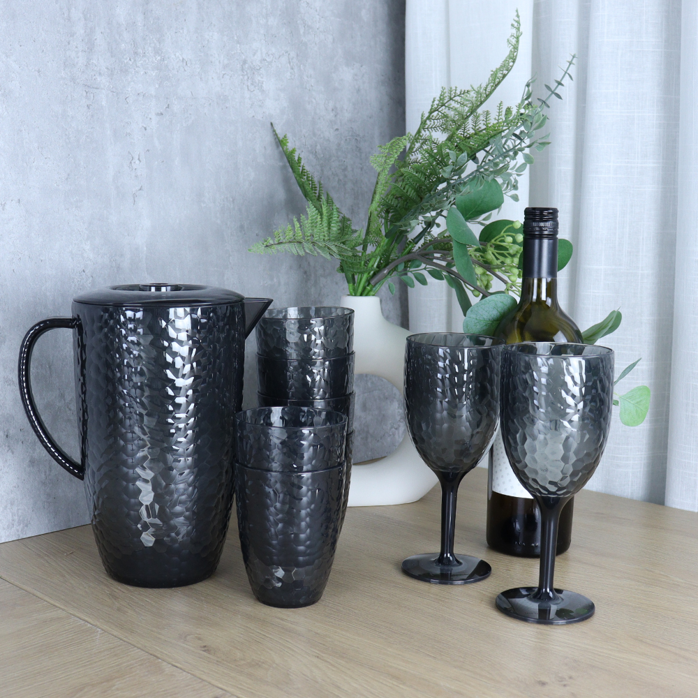 OTIX Kunststof Drinkglazen Herbruikbaar Set van 12 Waterglas Limonadeglazen Blauw en Grijs 380ml HARBOR ZEPHYR - Afbeelding 3