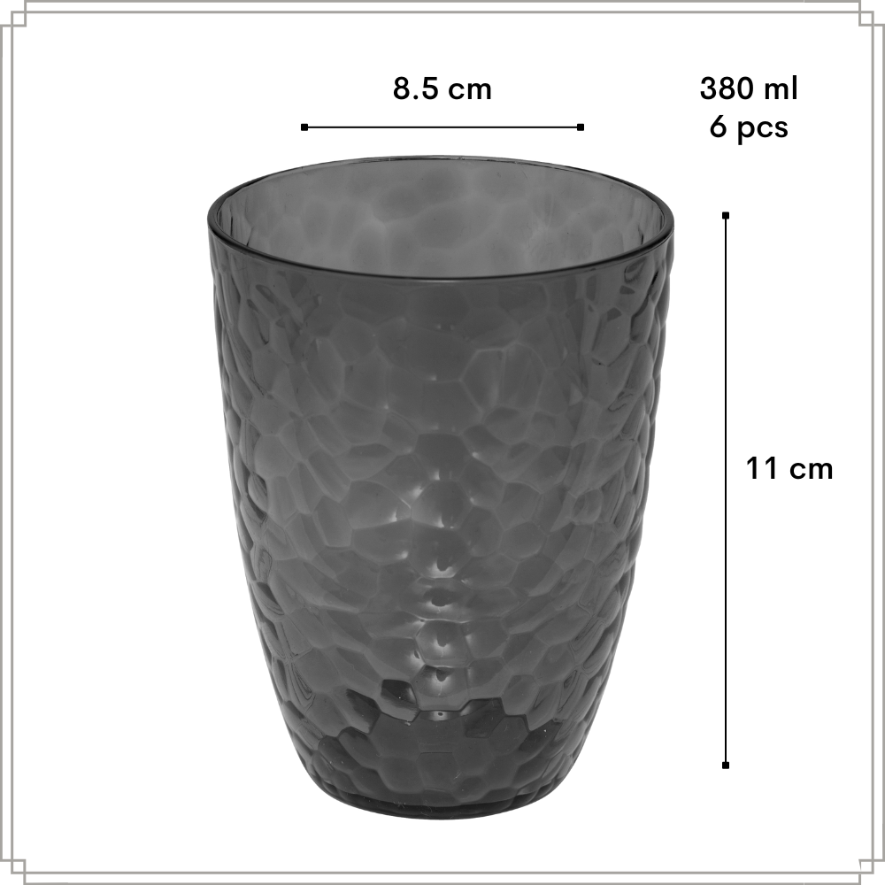 OTIX Kunststof Drinkglazen Herbruikbaar Set van 6 Waterglas Limonadeglazen Grijs 380ml ZEPHYR - Afbeelding 5