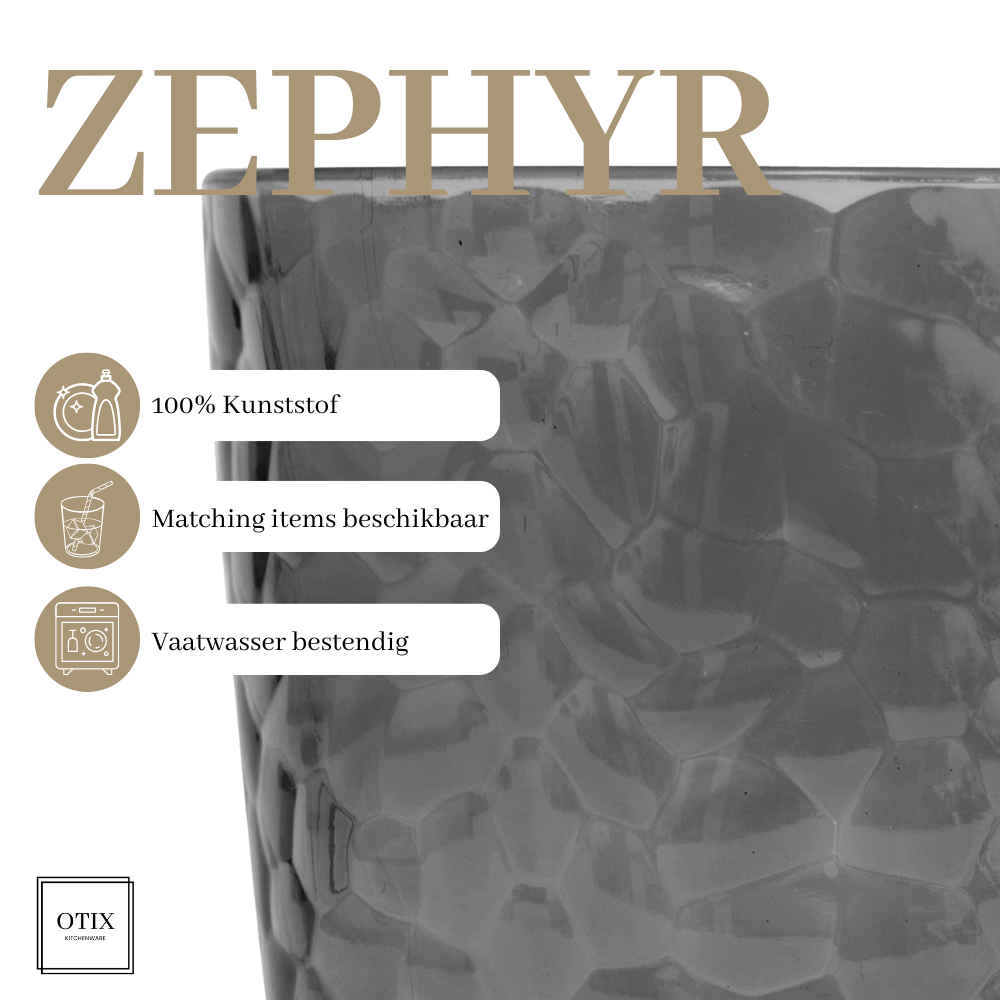 OTIX Kunststof Drinkglazen Herbruikbaar Set van 6 Waterglas Limonadeglazen Grijs 380ml ZEPHYR - Afbeelding 8