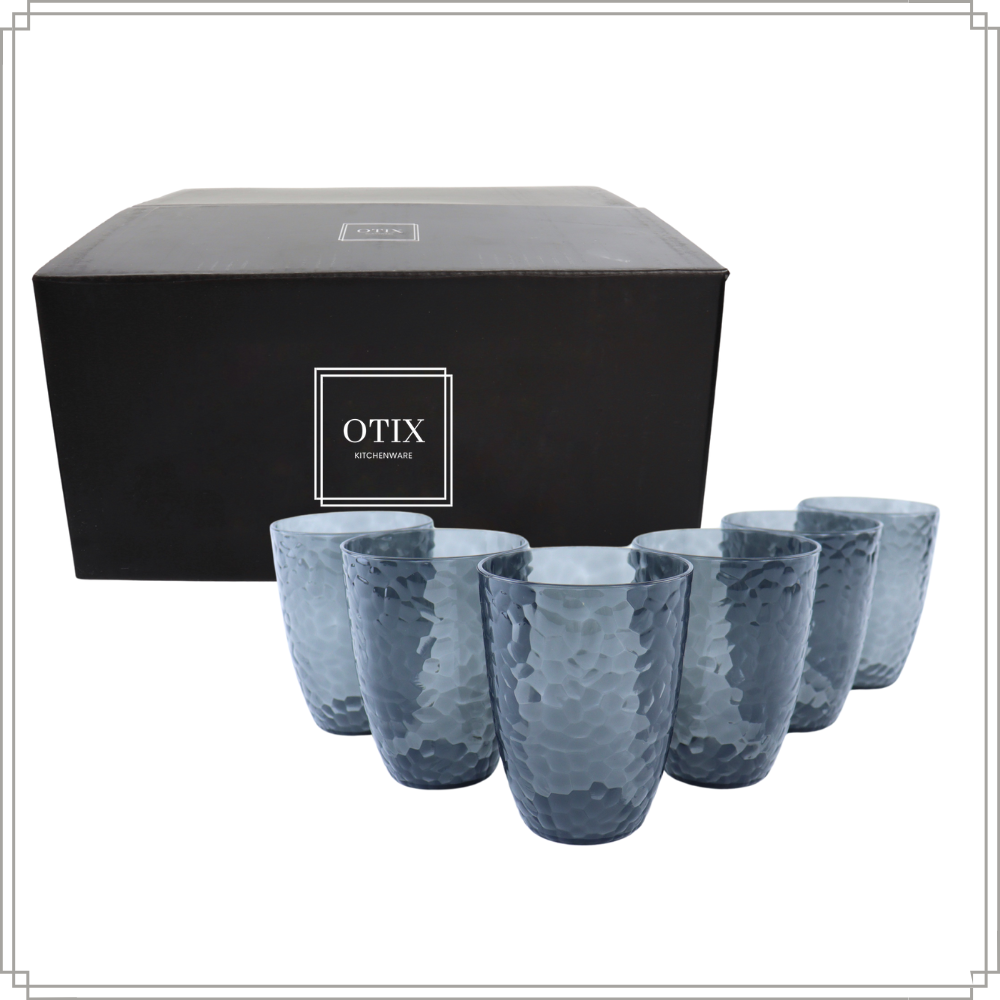 OTIX Kunststof Drinkglazen Herbruikbaar Set van 6 Waterglas Limonadeglazen Grijs 380ml ZEPHYR - Afbeelding 9