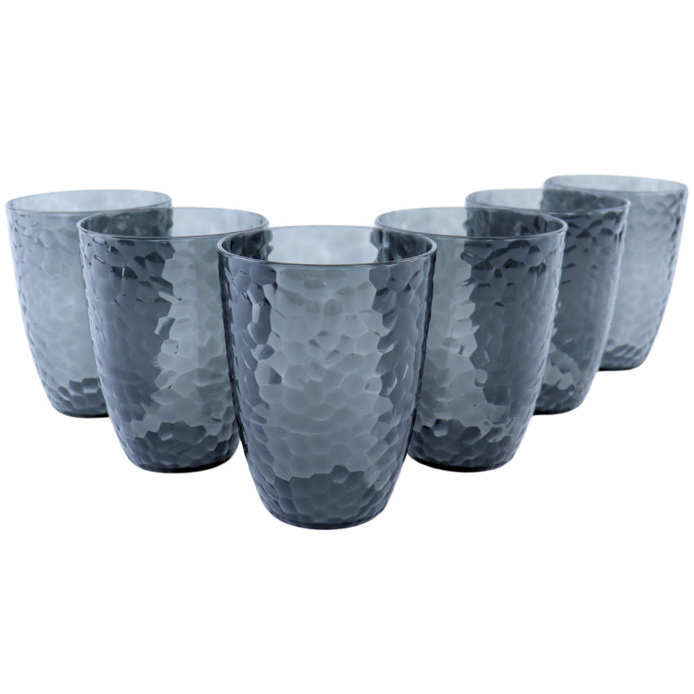 OTIX Kunststof Drinkglazen Herbruikbaar Set van 6 Waterglas Limonadeglazen Grijs 380ml ZEPHYR - Afbeelding 2