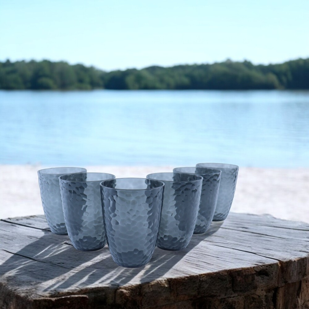 OTIX Kunststof Drinkglazen Herbruikbaar Set van 6 Waterglas Limonadeglazen Grijs 380ml ZEPHYR - Afbeelding 3