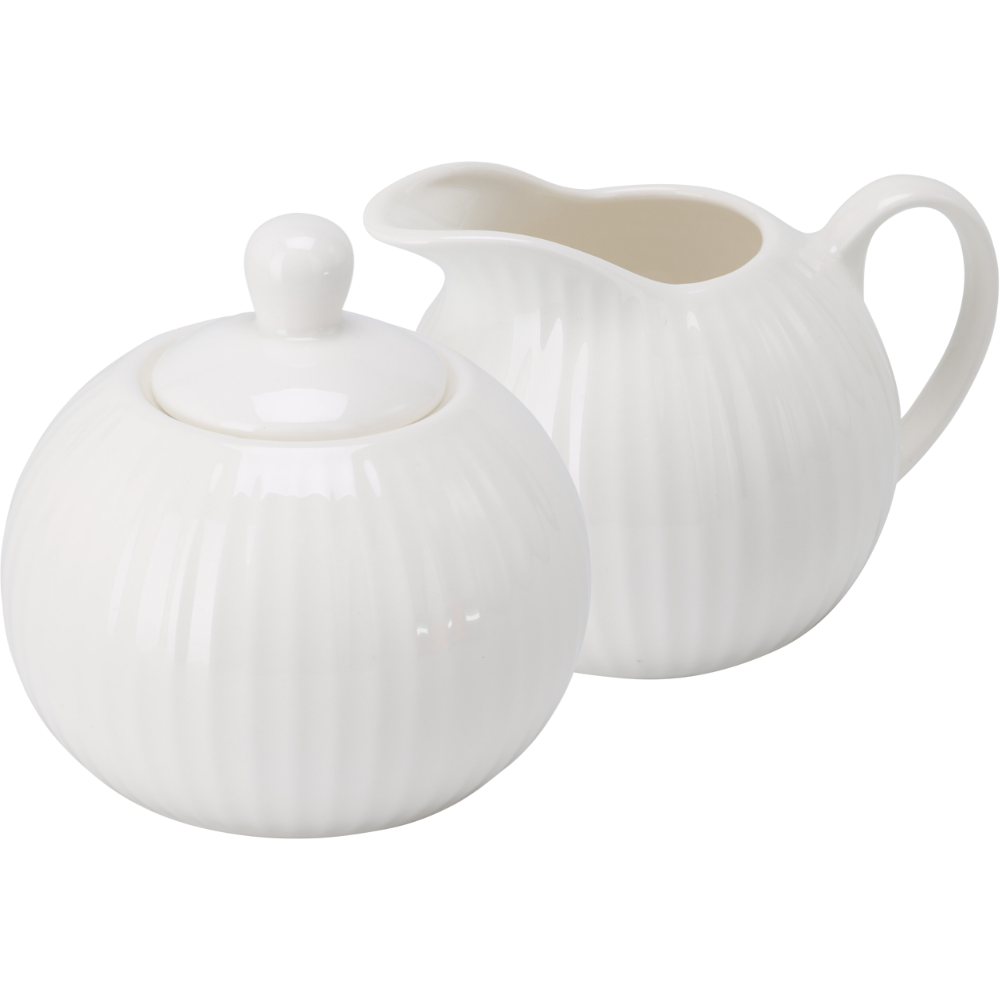OTIX Melk en Suiker Set Melkkan Suikerpot met Oor Wit Porselein LUNA