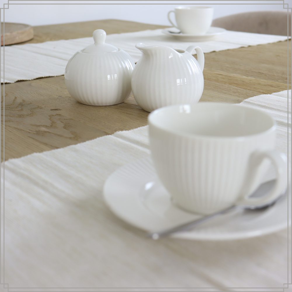 OTIX Melk en Suiker Set Melkkan Suikerpot met Oor Wit Porselein LUNA - Afbeelding 3