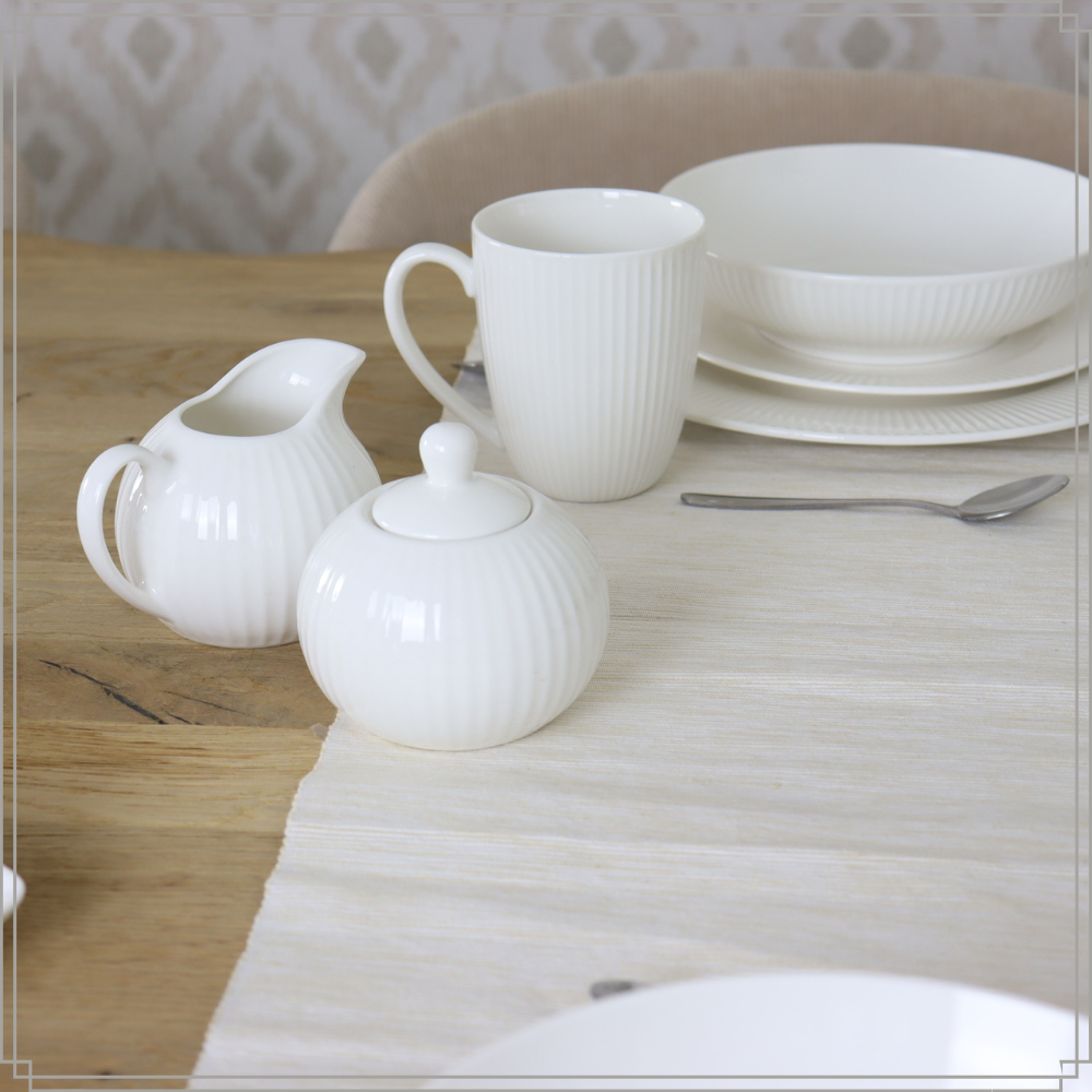 OTIX Melk en Suiker Set Melkkan Suikerpot met Oor Wit Porselein LUNA - Afbeelding 4