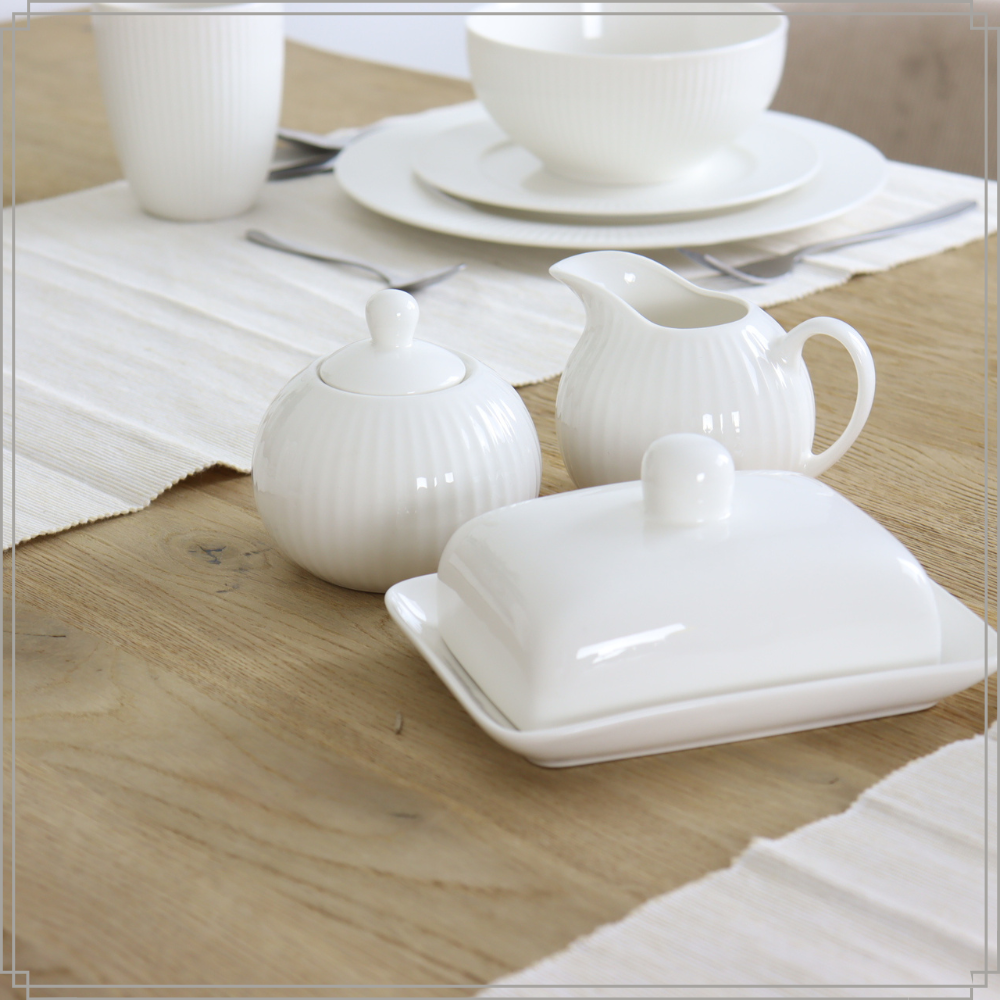 OTIX Melk en Suiker Set Melkkan Suikerpot met Oor Wit Porselein LUNA - Afbeelding 5