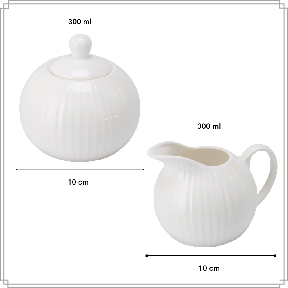 OTIX Melk en Suiker Set Melkkan Suikerpot met Oor Wit Porselein LUNA - Afbeelding 6
