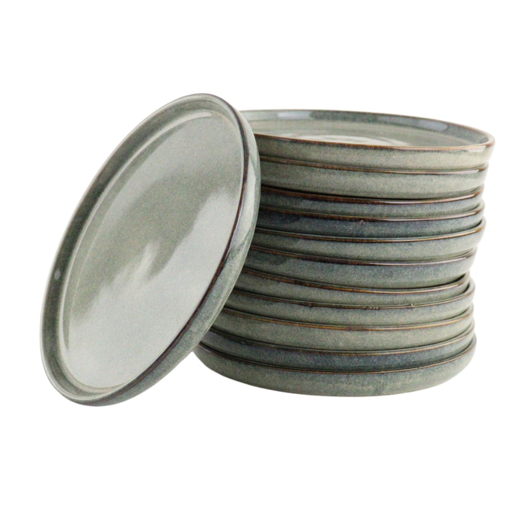 OTIX Ontbijtborden Bordenset 12 Persoons Dessertbord 21cm Aardewerk Gebaksbordjes BEECH - Afbeelding 2