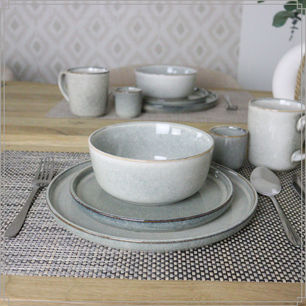 OTIX Ontbijtborden Bordenset 12 Persoons Dessertbord 21cm Aardewerk Gebaksbordjes BEECH - Afbeelding 3