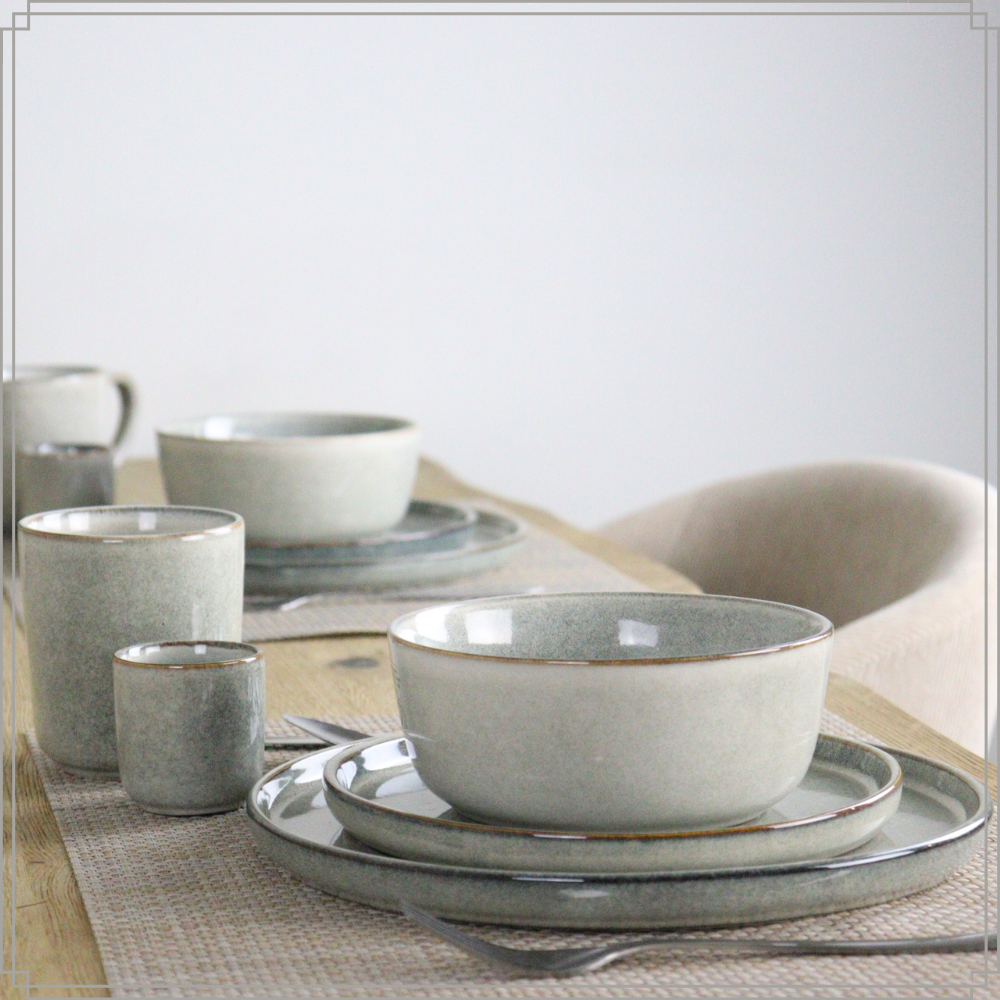 OTIX Ontbijtborden Bordenset 12 Persoons Dessertbord 21cm Aardewerk Gebaksbordjes BEECH - Afbeelding 5