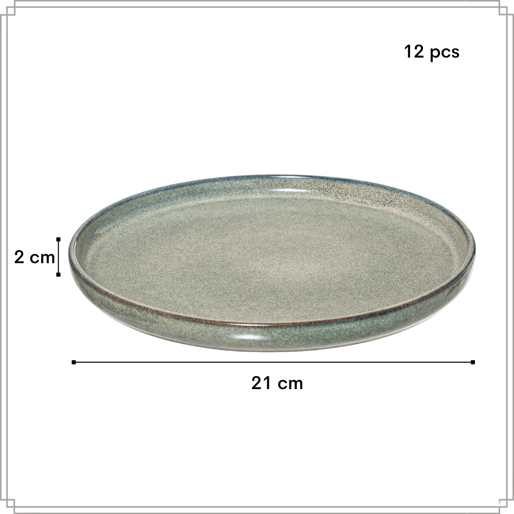 OTIX Ontbijtborden Bordenset 12 Persoons Dessertbord 21cm Aardewerk Gebaksbordjes BEECH - Afbeelding 6