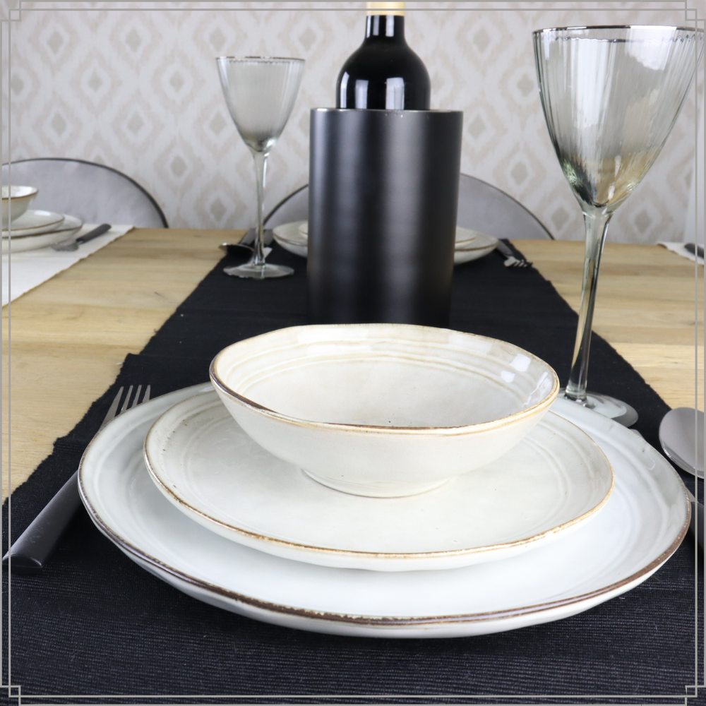 OTIX Serviesset 12-delig Bordenset 6-persoons Ontbijtborden Dinerborden Beige Keramiek Gebaksbordjes LILY - Afbeelding 5