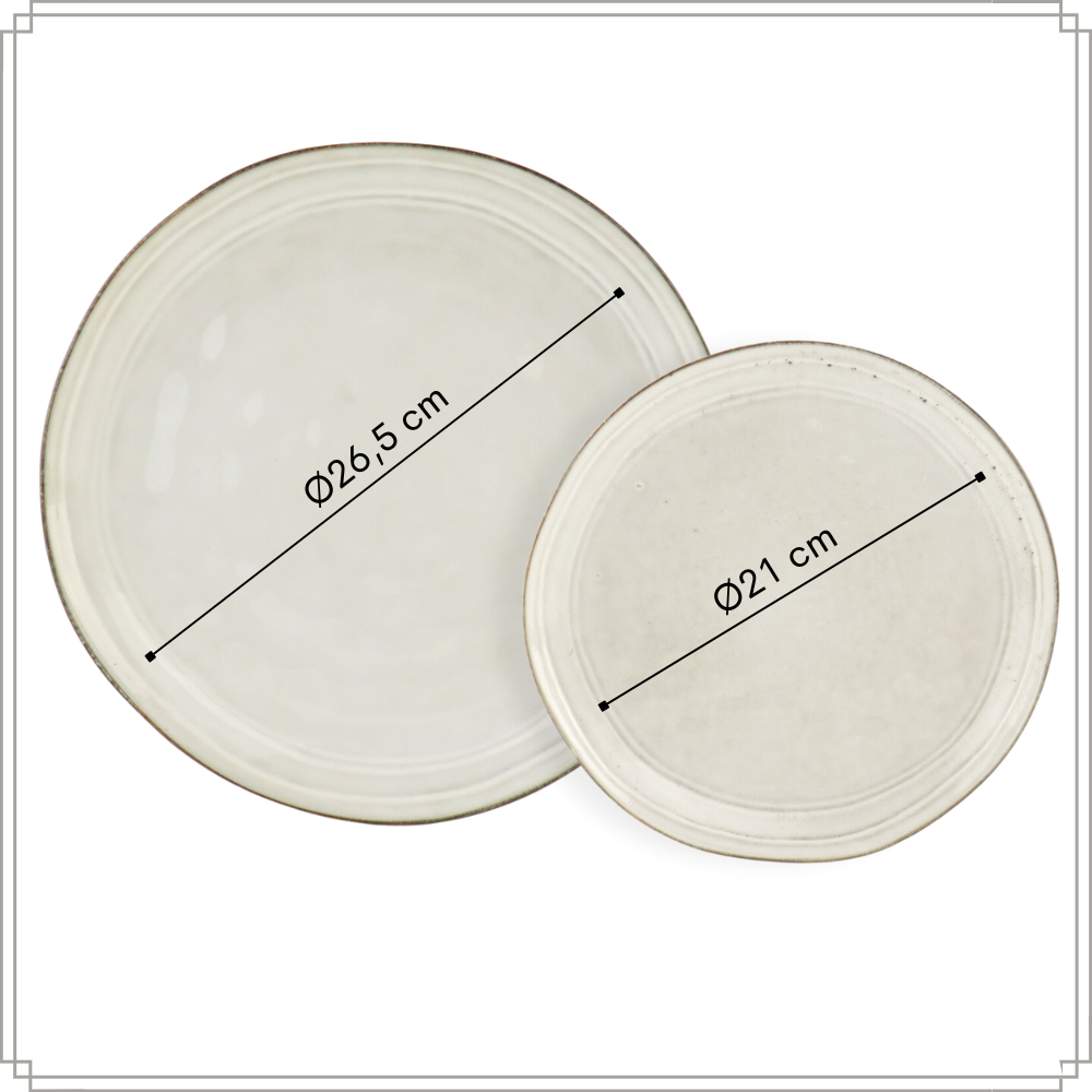 OTIX Serviesset 12-delig Bordenset 6-persoons Ontbijtborden Dinerborden Beige Keramiek Gebaksbordjes LILY - Afbeelding 7