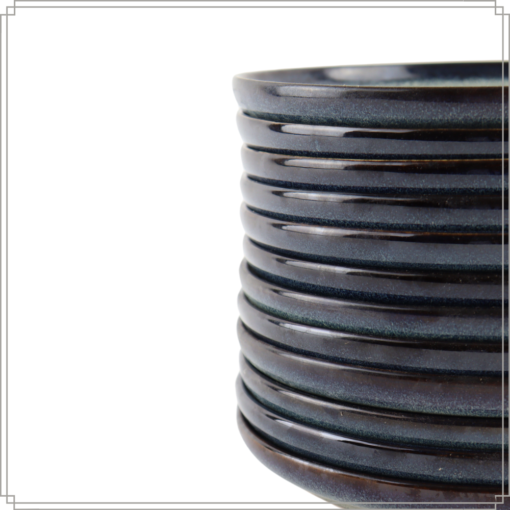 OTIX Serviesset 12-delig Bordenset 6-persoons Ontbijtborden Dinerborden Blauw Aardewerk Gebaksbordjes EBONY - Afbeelding 6