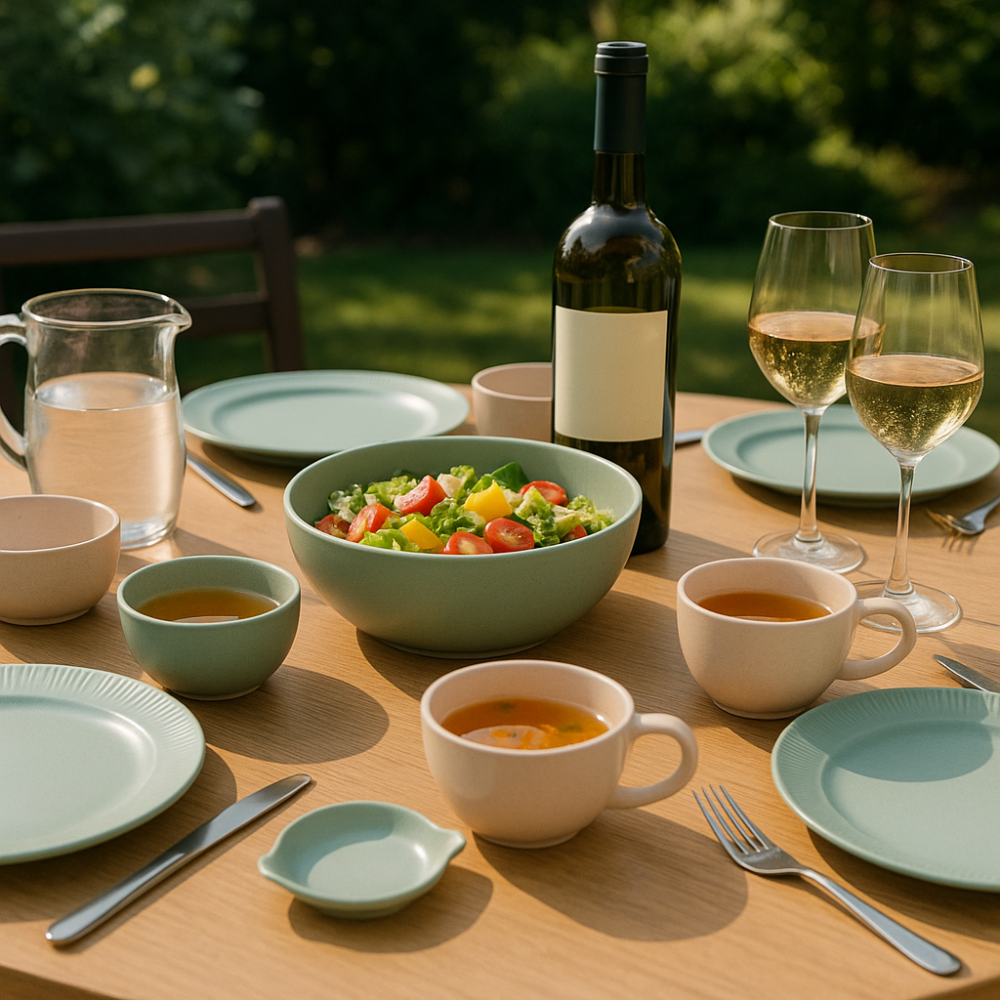 OTIX Serviesset 6 Persoons Ontbijtborden Dinerborden Bordenset 12-Delig Aardewerk Gebaksbordjes AURORA - Afbeelding 5