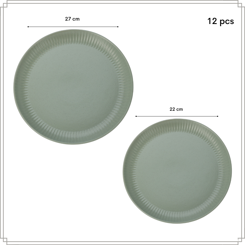 OTIX Serviesset 6 Persoons Ontbijtborden Dinerborden Bordenset 12-Delig Aardewerk Gebaksbordjes AURORA - Afbeelding 6