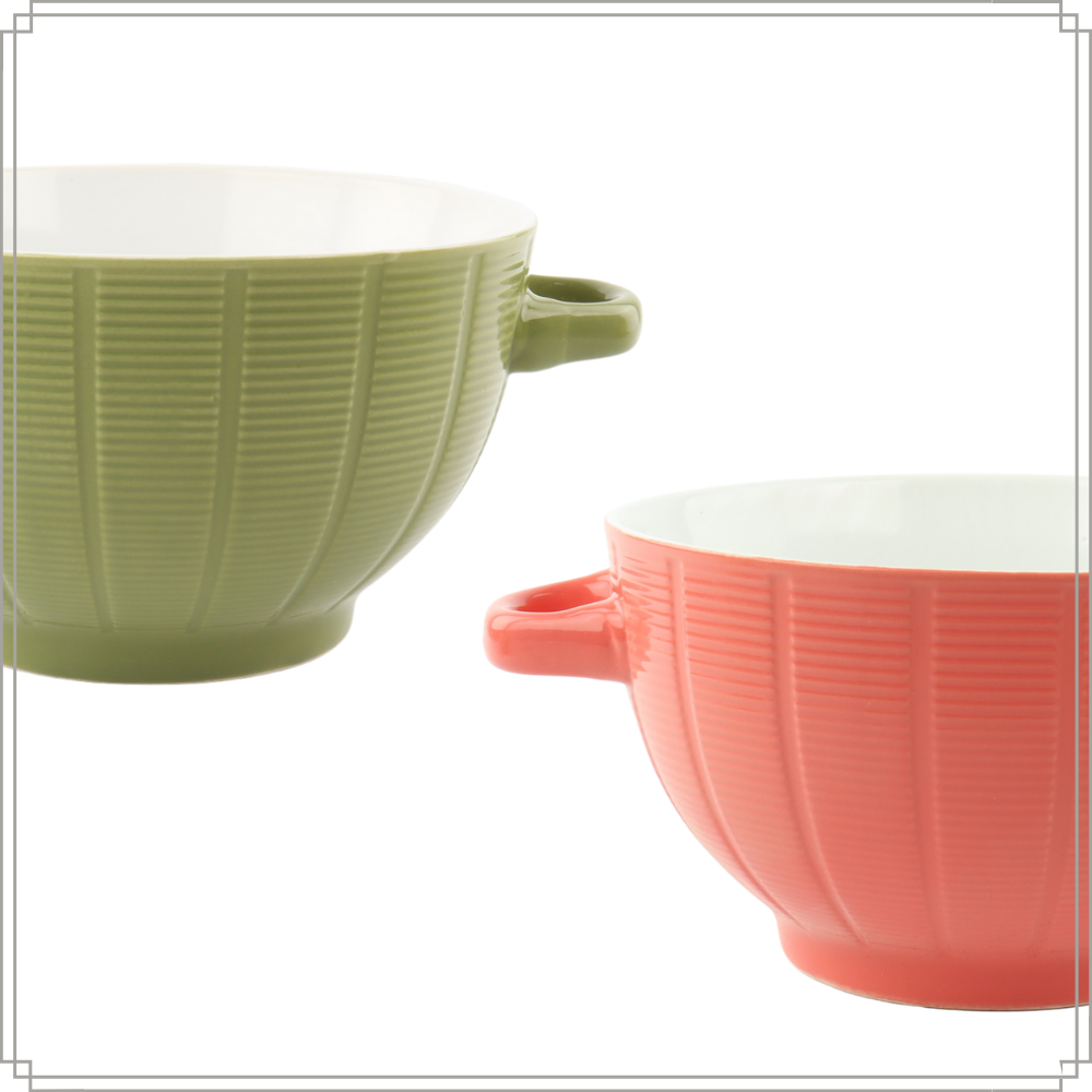 OTIX Soepkommen Set van 12 Aardewerk Soeptassen 680 ml 6 Kleuren Grijs Roze Geel Paars Blauw Groen PALETTE - Afbeelding 7