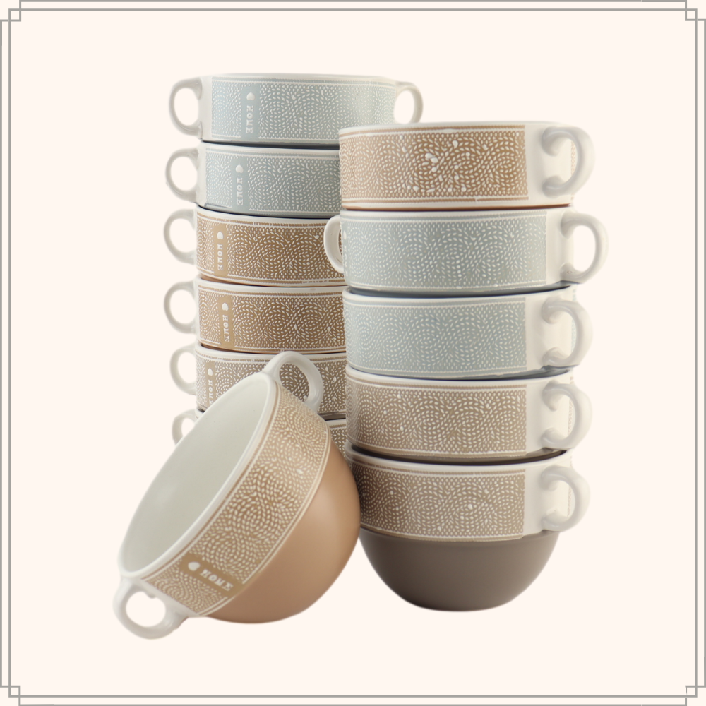 OTIX Soepkommen met Oor Set van 12 Stuks Soeptassen500 ml Diverse kleuren Keramiek HOME - Afbeelding 5