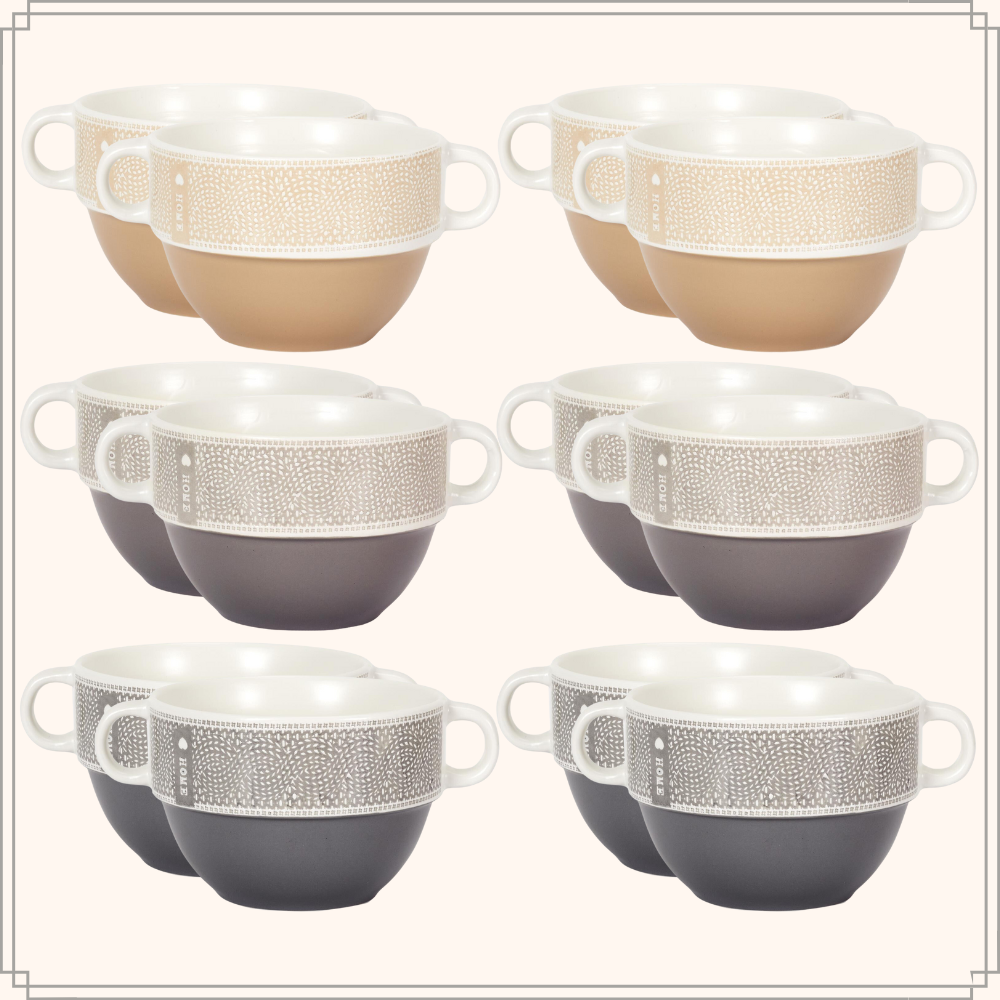 OTIX Soepkommen met Oor Set van 12 Stuks Soeptassen500 ml Diverse kleuren Keramiek HOME - Afbeelding 7