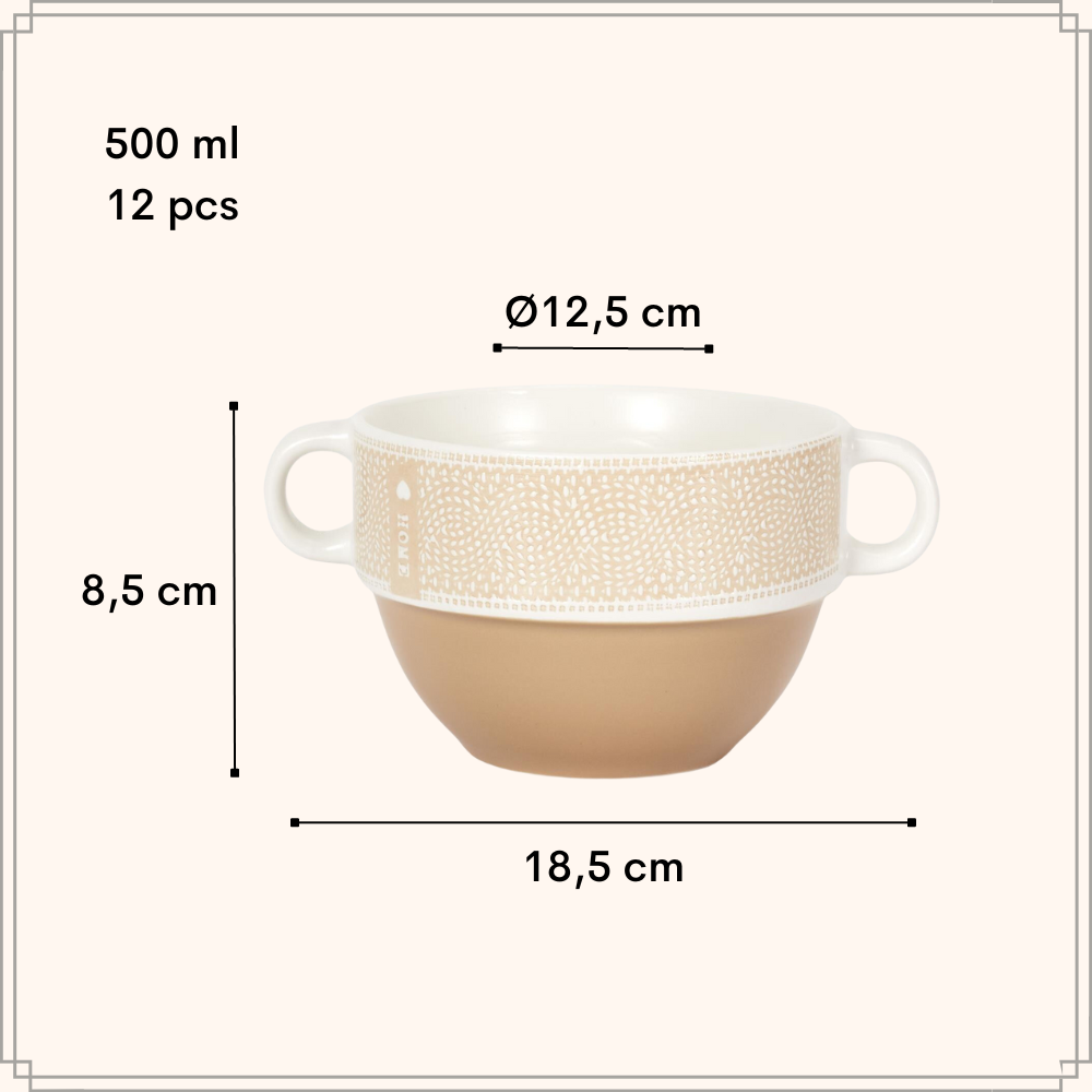 OTIX Soepkommen met Oor Set van 12 Stuks Soeptassen500 ml Diverse kleuren Keramiek HOME - Afbeelding 6