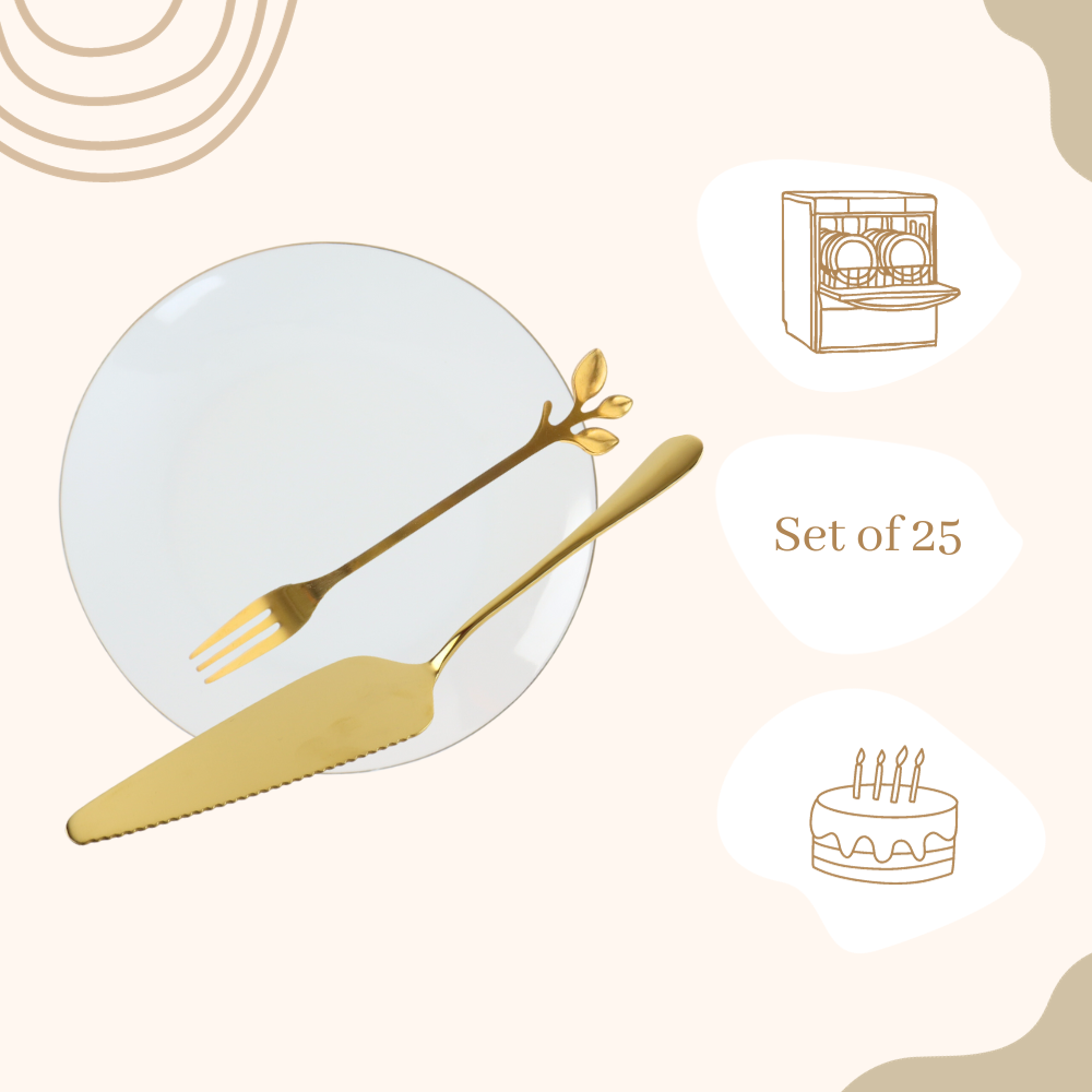 OTIX Taartschep met Gebaksvorkjes Goud 12x Dessertvorkjes 12x Gebaksbordjes Dessert - Afbeelding 9