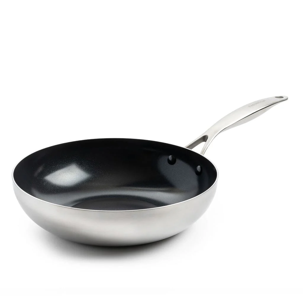 GreenPan - Geneva All You Need 9-delige Pannenset 18/24/24/28/28 cm - 2 koekenpannen + stoofpan met deksel + wokpan + braadpan + 3-delige spatelset - Afbeelding 4