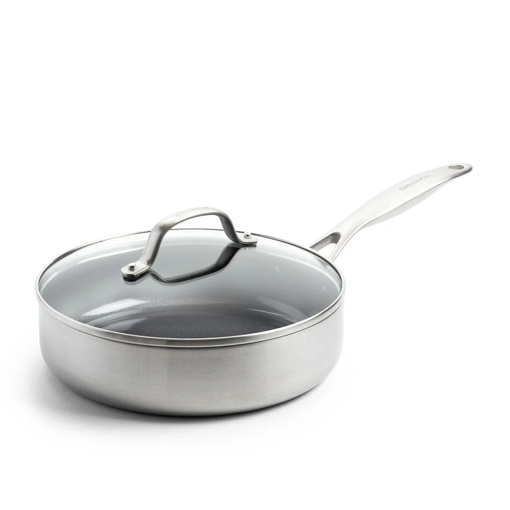 GreenPan - Geneva 4-delige Pannenset 18/24/24 cm - 2 Koekenpannen + Stoofpan met deksel - Afbeelding 4