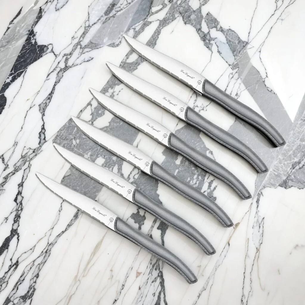 Lou Laguiole - Sky 6 Steakmessen + Messenblok - Grijs - Afbeelding 7