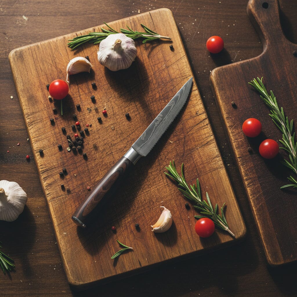 Shinrai Knives - Damascus Print 4 Steakmessen 12 cm - Afbeelding 3